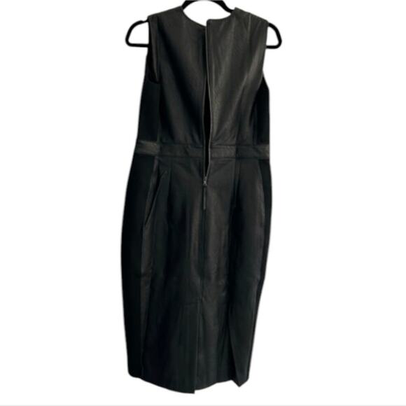 Spanx Leather Like Mixed Media Fitted Sheath Dress Size Medium M Black new! - Picture 5 of 12